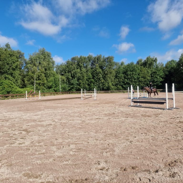 Paddock 45x75 m med belysning och underlag i grus